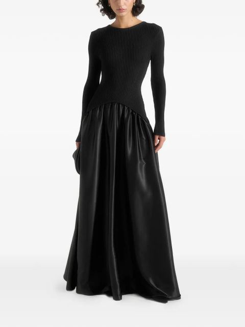 Manière De Voir Adeline knit and satin curved-hem black maxi dress - zdjęcie produktu nr 2