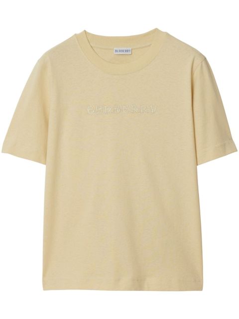 Burberry logo-embroidered cotton T-shirt - Neutrals - zdjęcie produktu nr 1