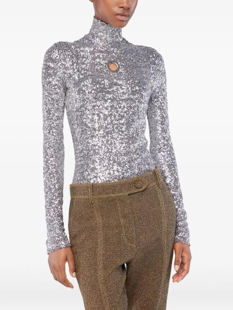 Rabanne cut-out long-sleeved top - Silver