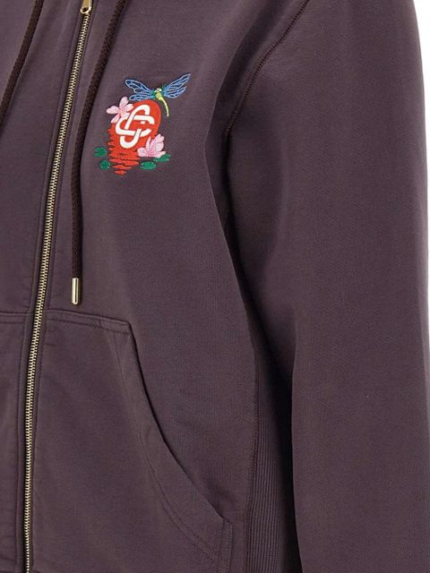 Casablanca embroidered-logo zip-up hoodie - Purple