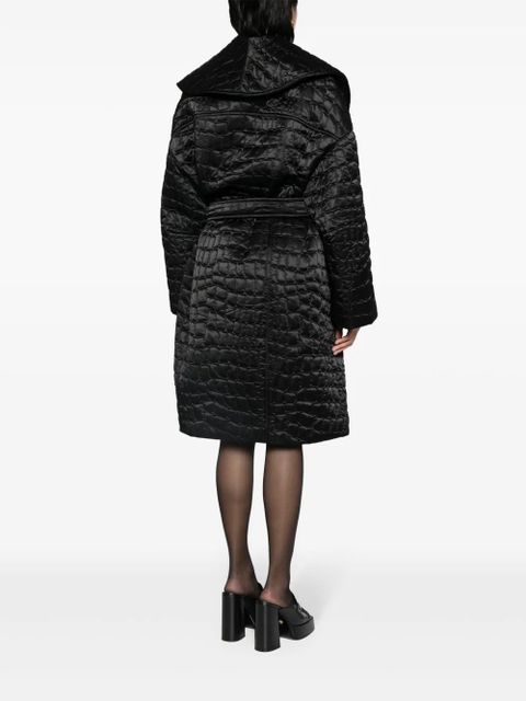 Versace crocodile-pattern quilted coat - Black