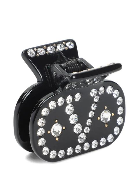 Valentino Garavani embellished-logo hair clip - Black - zdjęcie produktu nr 2