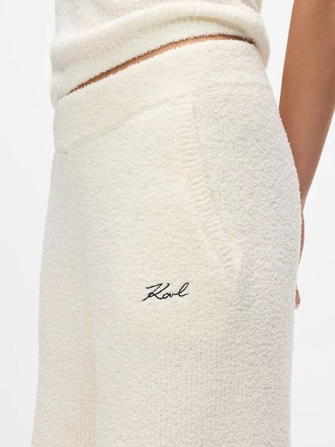 Karl Lagerfeld spodnie dresowe damskie kolor beżowy gładkie A4W44005