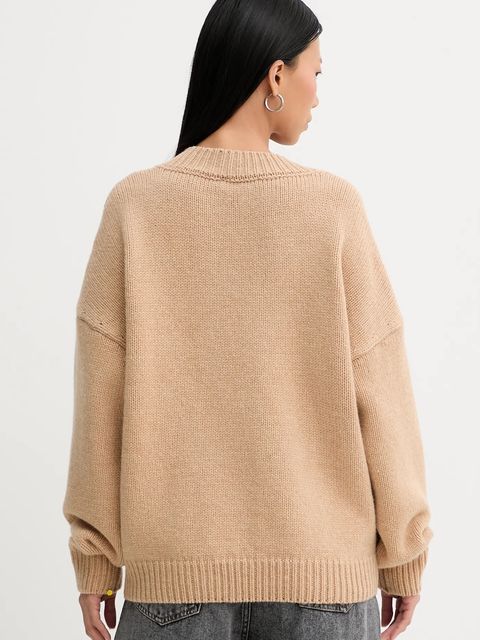 Rotate sweter wełniany kolor beżowy 1147631753