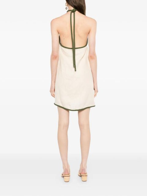 FARM Rio tree-embroidered mini dress - Neutrals