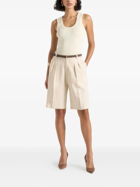 Manière De Voir Lorette double-pleat linen shorts - Neutrals - zdjęcie produktu nr 2