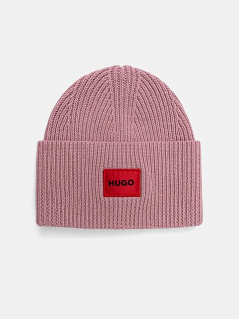 HUGO czapka wełniana kolor różowy z grubej dzianiny wełniana 50502579 - zdjęcie produktu nr 1