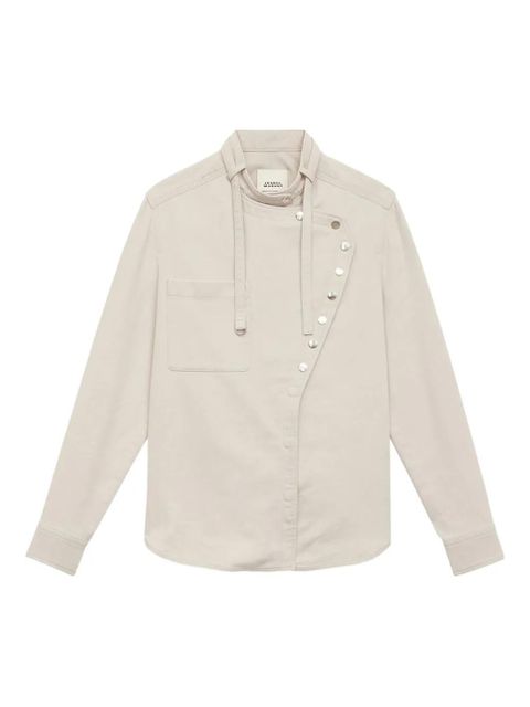 ISABEL MARANT Tess asymmetrical button-detail shirt - Neutrals - zdjęcie produktu nr 1