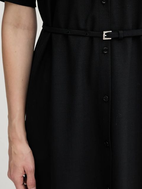 BOSS sukienka wełniana kolor czarny midi prosta 50546632