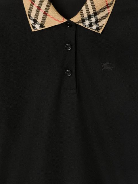 Burberry checked-collar cotton polo shirt - Black