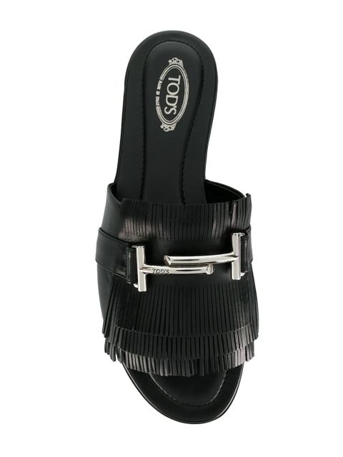 Tod's Double T fringed slides - Black