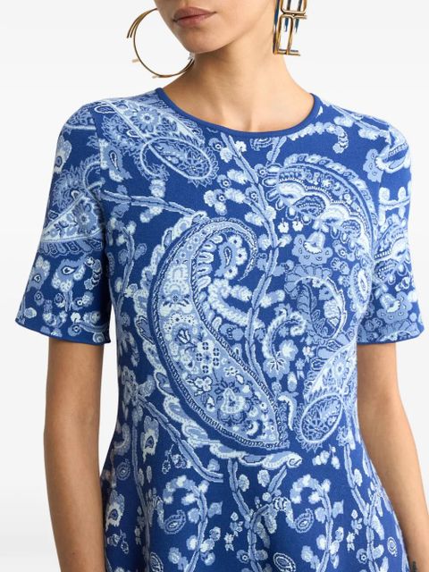 ETRO jacquard floral paisley mini dress - Blue