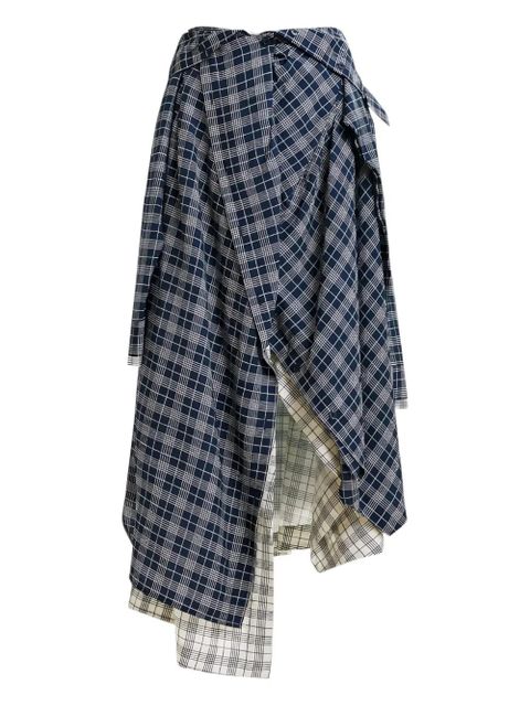 Essentiel Antwerp asymmetric plaid skirt - Blue - zdjęcie produktu nr 1