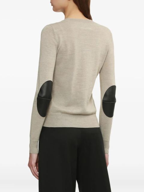 MM6 Maison Margiela elbow-patch crew-neck sweater - Neutrals