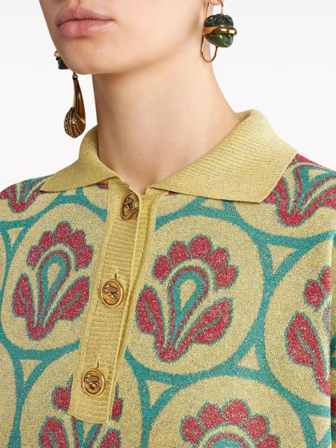 ETRO floral-jacquard polo jumper - Yellow