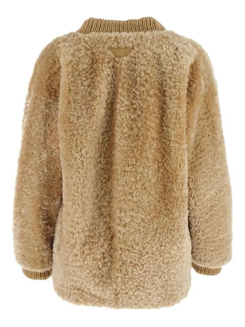 Prada wool-blend shearling cardigan - Neutrals - zdjęcie produktu nr 2
