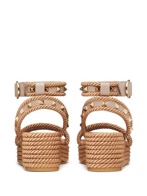 Valentino Garavani 45mm Rockstud flatform sandals - Neutrals