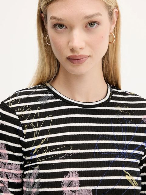 Desigual sukienka RAYA HIBRIDA kolor czarny midi rozkloszowana 25WWVW15