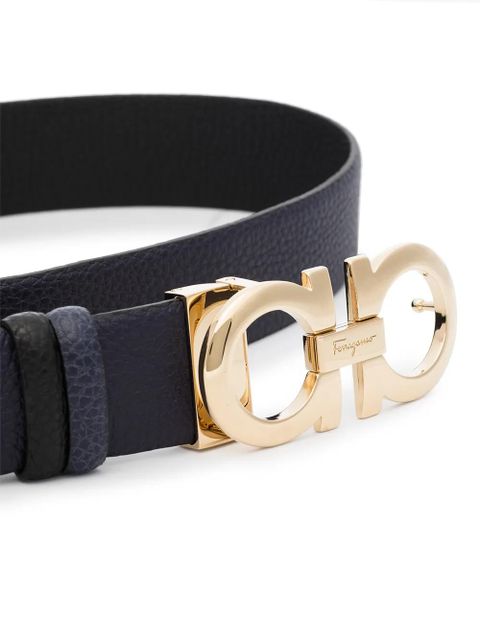 Ferragamo leather Gancini buckle belt - Blue