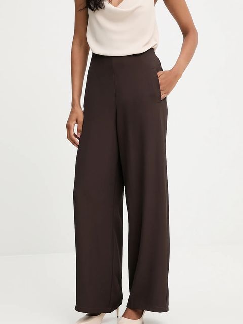 Answear.LAB spodnie damskie kolor brązowy szerokie high waist