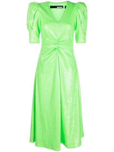 ROTATE BIRGER CHRISTENSEN sequinned V-neck midi dress - Green - zdjęcie produktu nr 1