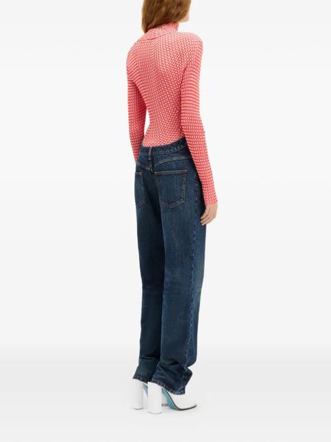 Jean Paul Gaultier gingham-pattern asymmetric-collar top - Red