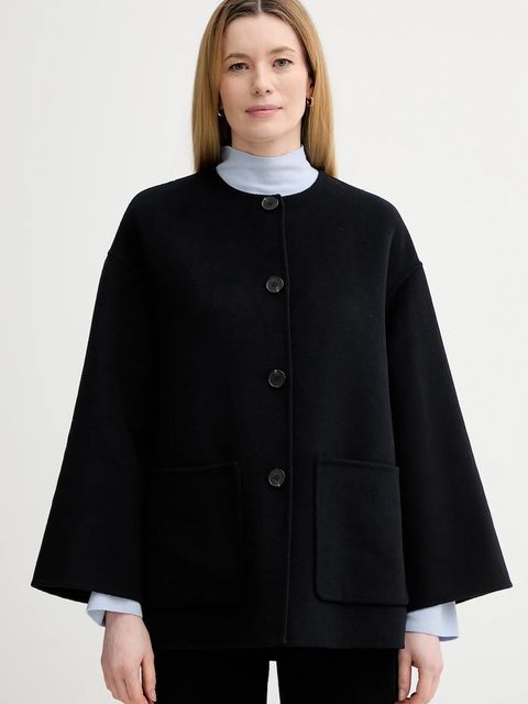 Marc O'Polo płaszcz z dodatkiem wełny kolor granatowy 600005170013 - zdjęcie produktu nr 2