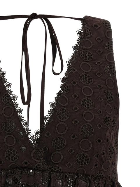 PINKO Kiersten broderie-anglaise top - Brown