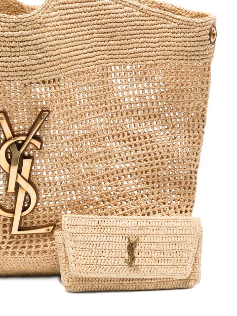 Saint Laurent Icare Cassandre raffia tote bag - Neutrals
