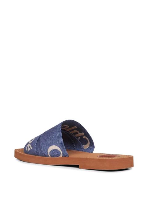 Chloé Woody logo-print sandals - Blue