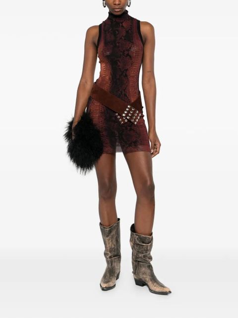 Jean Paul Gaultier snakeskin high-neck mini dress - Brown - zdjęcie produktu nr 2