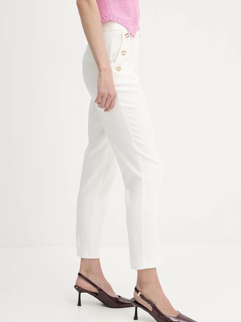 Morgan spodnie damskie kolor biały fason cygaretki medium waist PKY.F - zdjęcie produktu nr 1