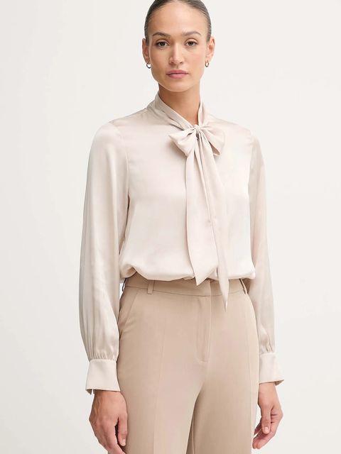 Joop! koszula damska kolor beżowy relaxed z wiązanym dekoltem 30048645 - zdjęcie produktu nr 1