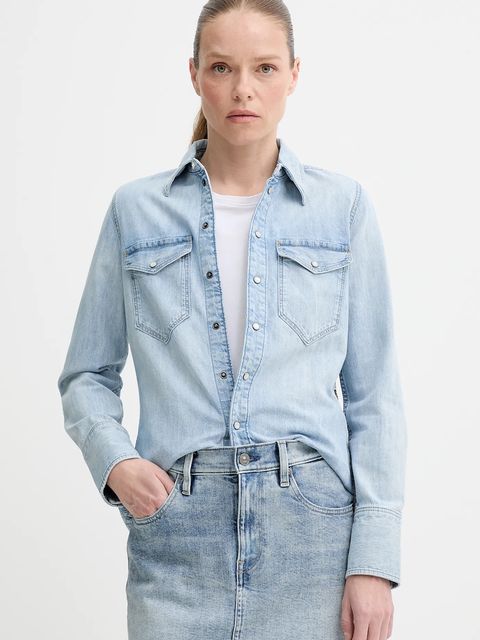 G-Star koszula jeansowa damska kolor niebieski regular z kołnierzykiem klasycznym D24343-D539 - zdjęcie produktu nr 1