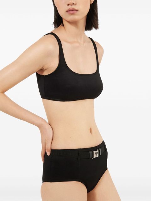 Prada triangle-logo belted bikini bottoms - Black