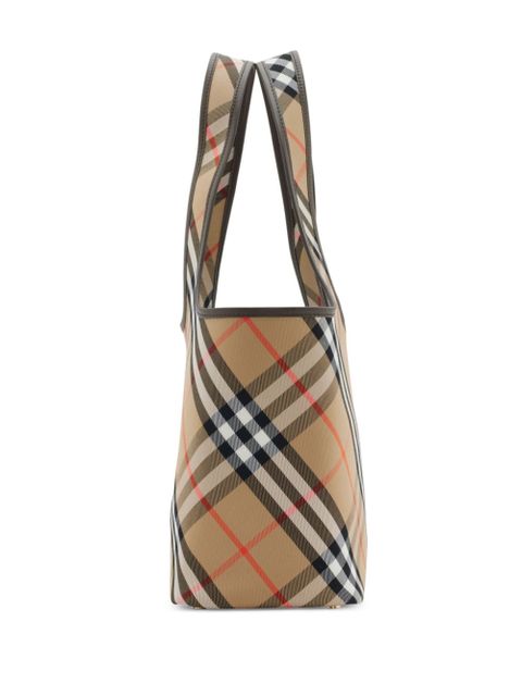 Burberry small check tote bag - Neutrals