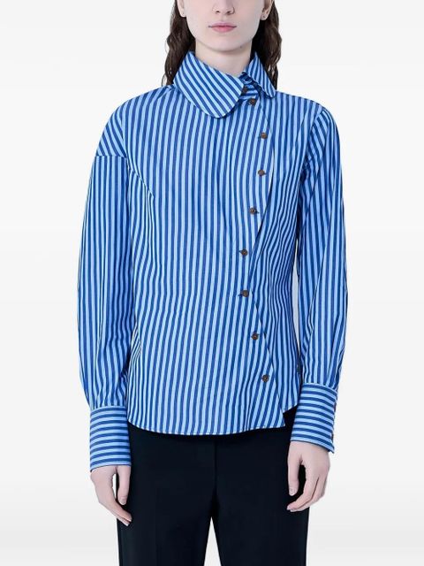 Vivienne Westwood Bella asymmetrical-fastening striped shirt - Blue - zdjęcie produktu nr 1