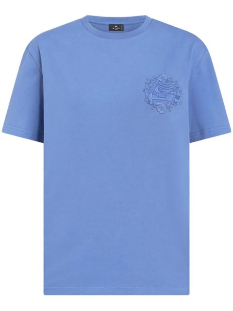 ETRO Pegaso-embroidered cotton T-shirt - Blue - zdjęcie produktu nr 1
