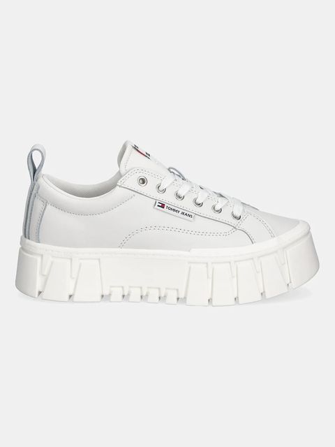 Tommy Jeans sneakersy skórzane TJW VULC FLATFORM LEATHER damskie kolor biały EN0EN03008