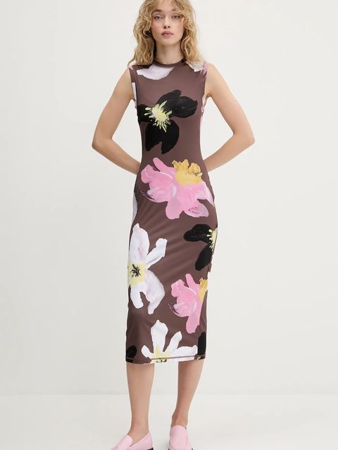 Stine Goya sukienka kolor brązowy midi dopasowana SG-PF25-D104-2244