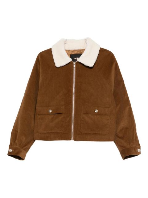 Maje shearling-collar jacket - Brown