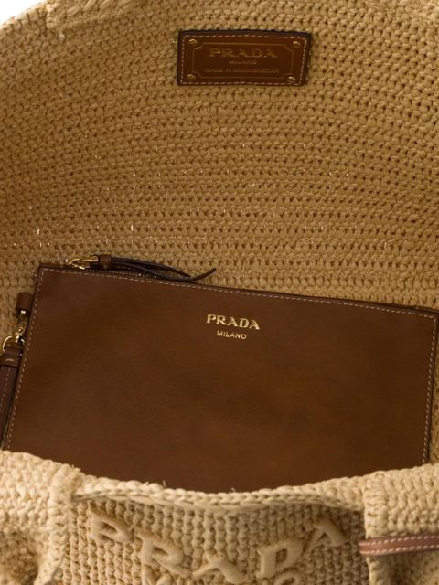 Prada large crochet tote bag - Neutrals