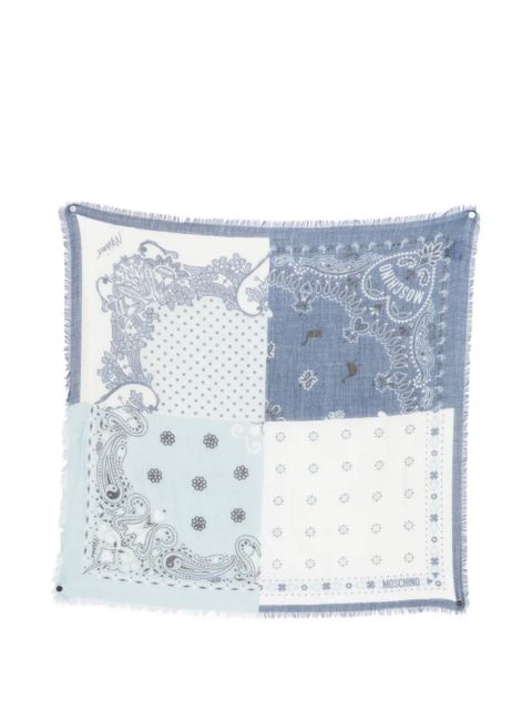 Moschino patchwork fringed scarf - Blue - zdjęcie produktu nr 1