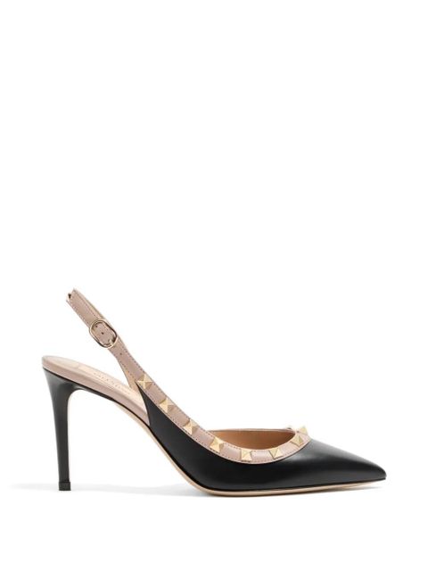Valentino Garavani Rockstud slingback calfskin pumps 85mm - Black - zdjęcie produktu nr 1