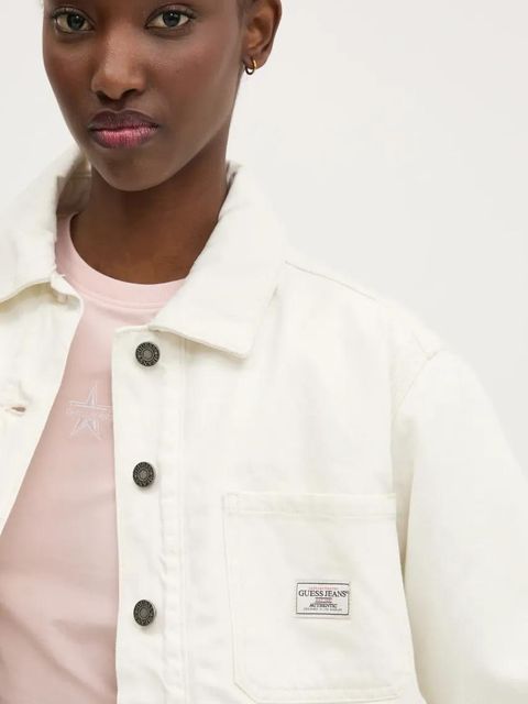 Guess Jeans kurtka jeansowa kolor biały przejściowa W4BN65 D5J31