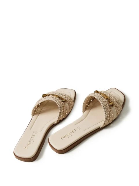 TWINSET crochet appliqué-details sandals - Neutrals