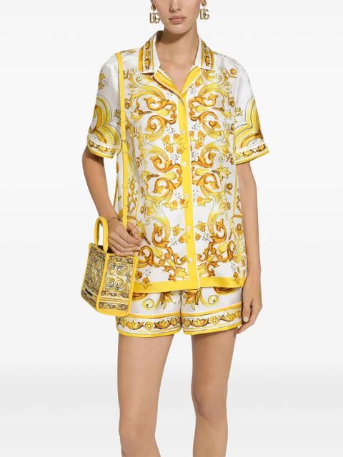 Dolce & Gabbana Majolica-print silk shirt - Yellow