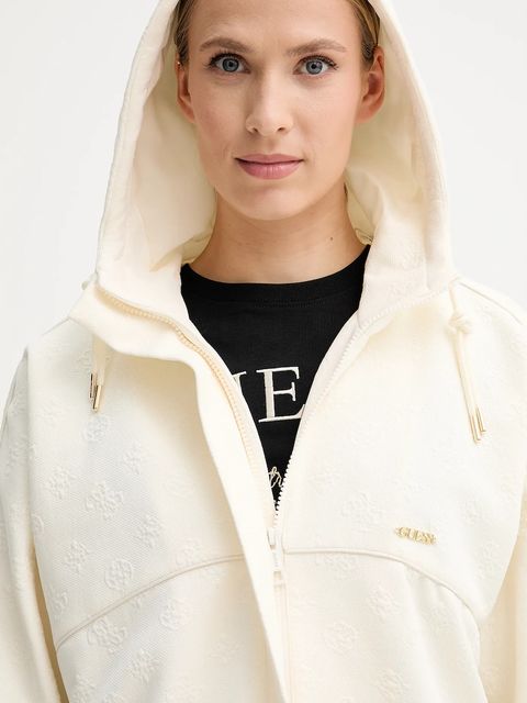 Guess kurtka PEONY kolor beżowy przejściowa oversize V5YQ05 KBSL2