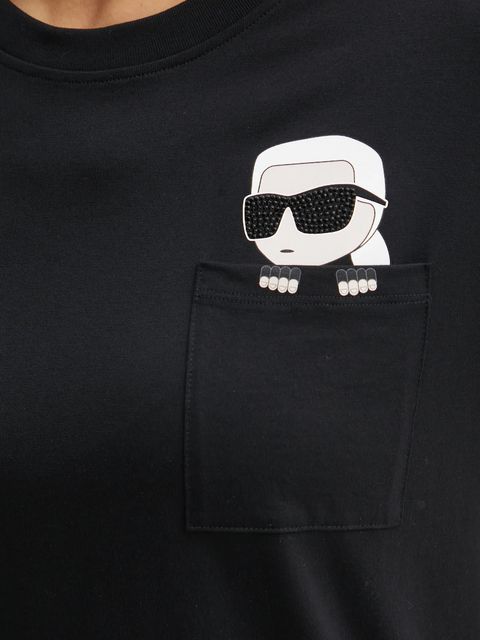 Karl Lagerfeld t-shirt bawełniany IKON damski kolor czarny A1W17100