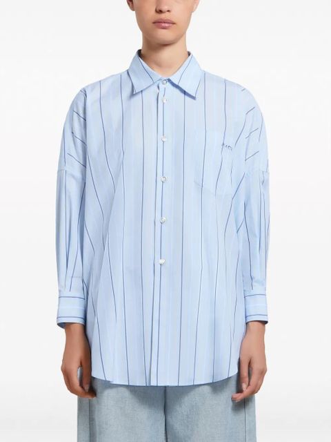 Marni long-length striped cotton shirt - Blue